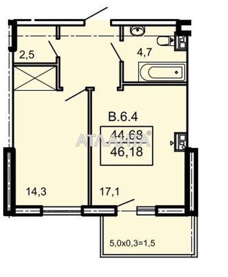 1-кімнатна квартира за адресою Тополиний пров. (площа 46,9 м²) - Atlanta.ua - фото 9