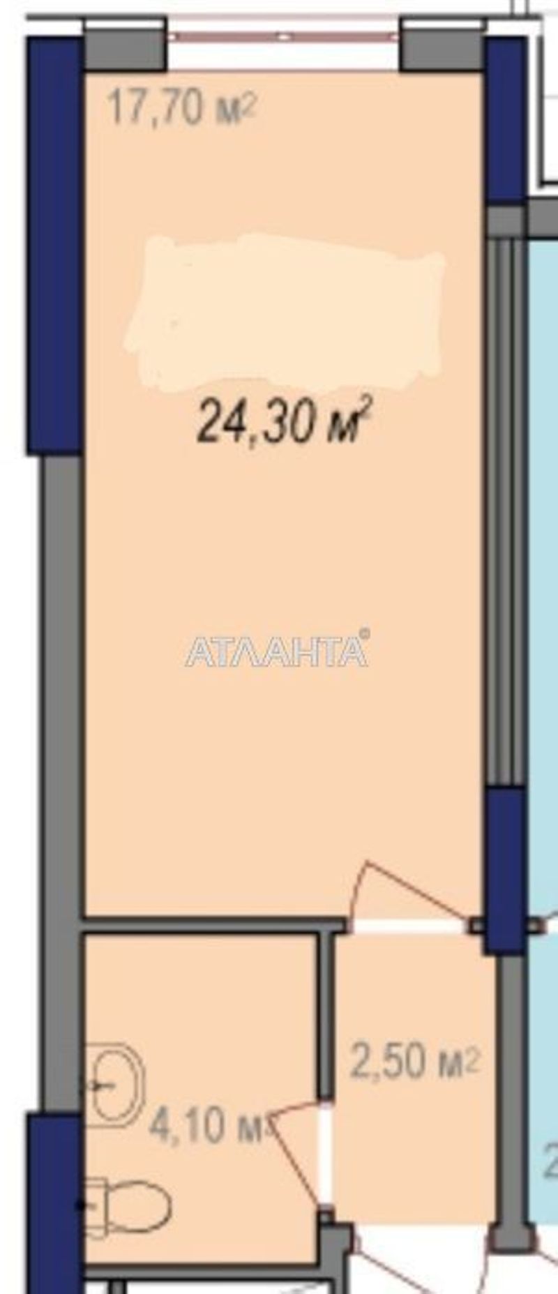 1-кімнатна квартира за адресою вул. Героїв Крут (площа 24,3 м²) - Atlanta.ua - фото 2
