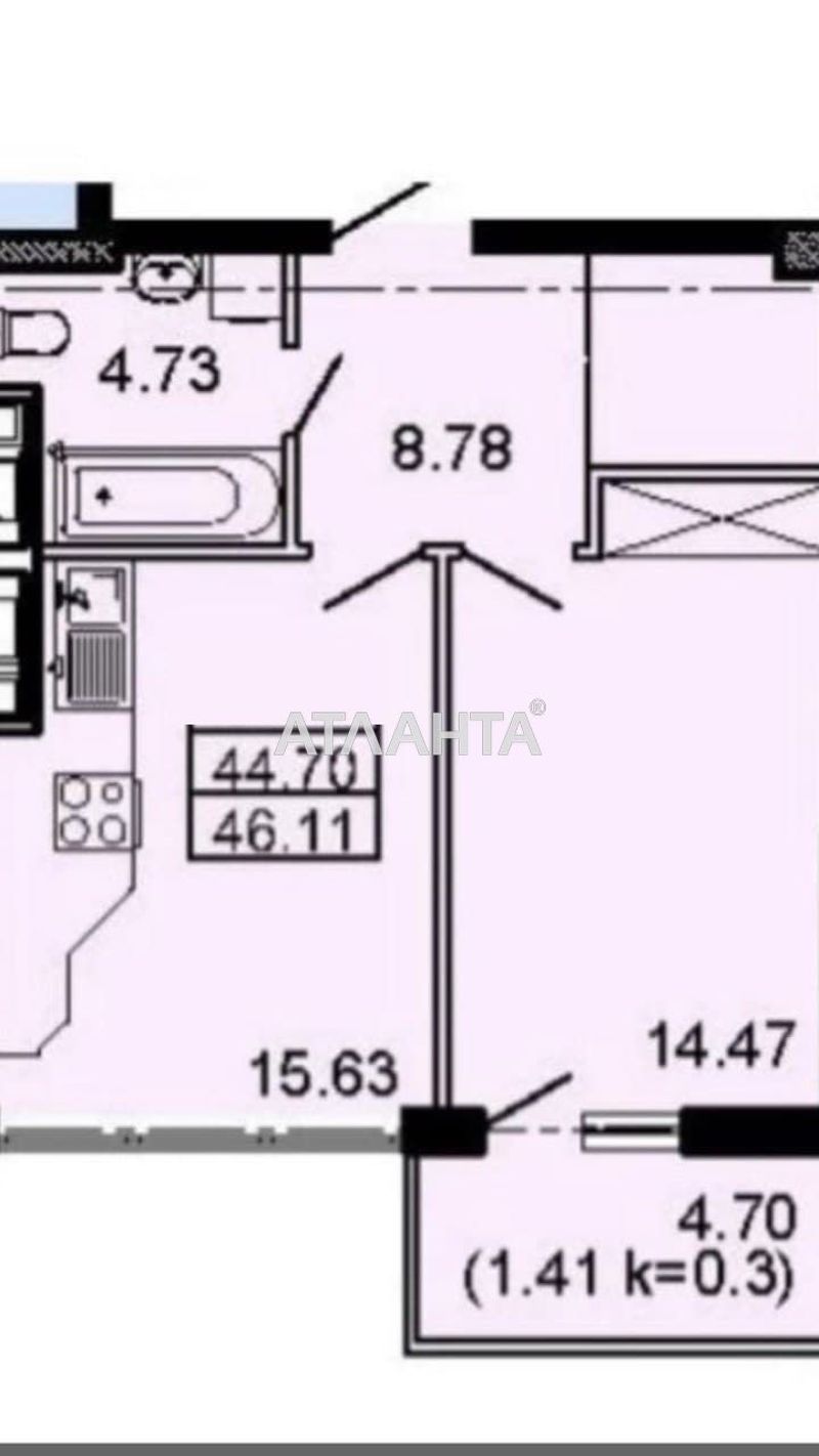 1-комнатная квартира по адресу Тополинный пер. (площадь 46 м²) - Atlanta.ua - фото 2