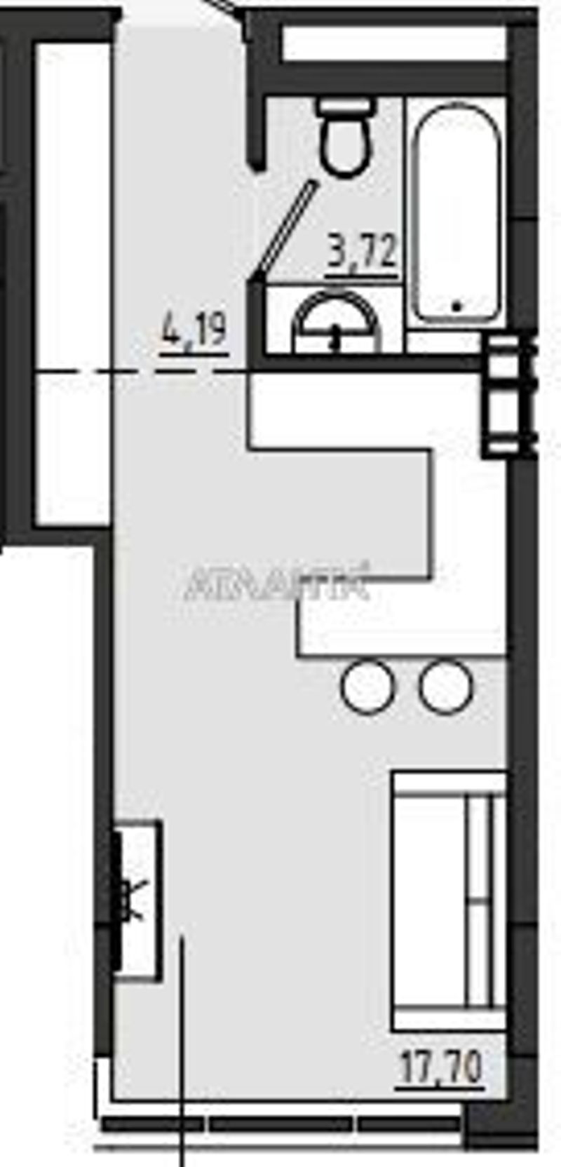 1-room apartment apartment by the address st. Chekhova (area 25,6 m²) - Atlanta.ua - photo 3