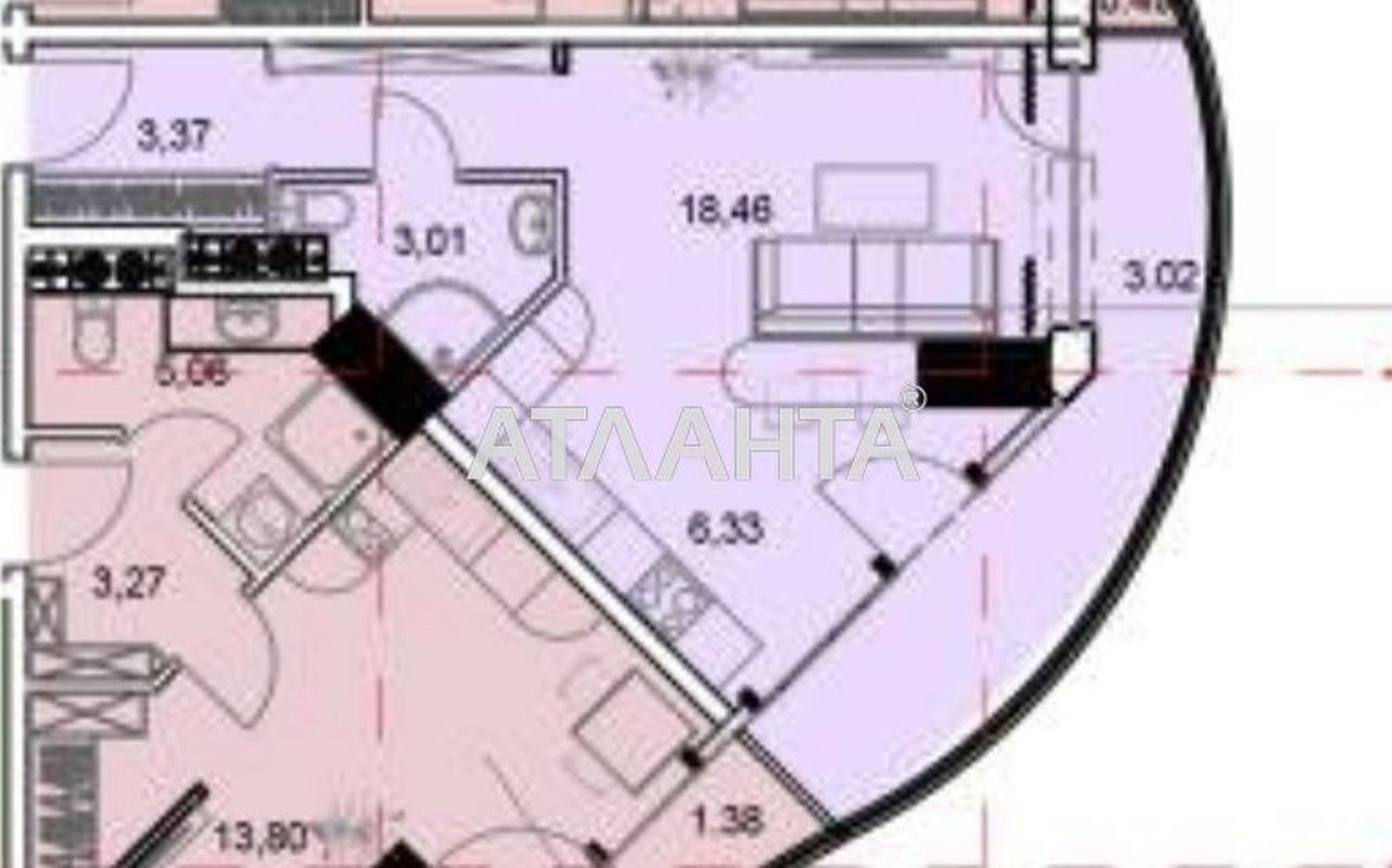 1-room apartment apartment by the address st. Gagarinskoe plato (area 35,1 m²) - Atlanta.ua - photo 3