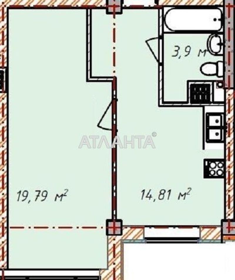 1-room apartment apartment by the address st. Lyustdorfskaya dor Chernomorskaya dor (area 38,5 m²) - Atlanta.ua - photo 2