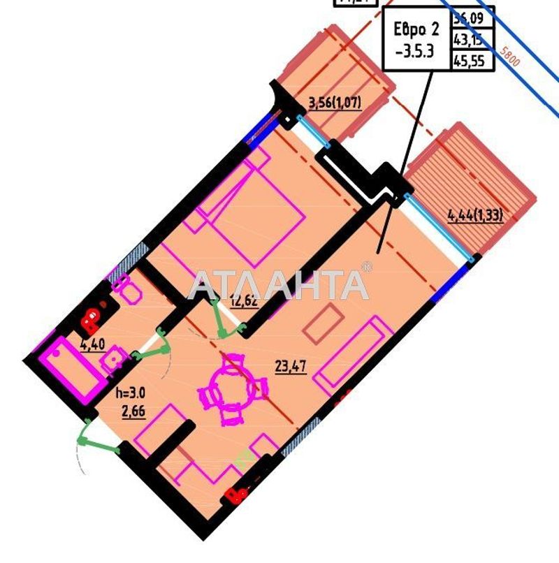 1-room apartment apartment by the address st. Fontanskaya dor Perekopskoy Divizii (area 25,4 m²) - Atlanta.ua - photo 7