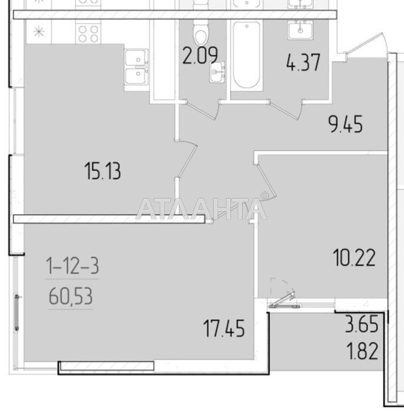 2-кімнатна квартира за адресою вул. Краснова (площа 60,5 м²) - Atlanta.ua - фото 3
