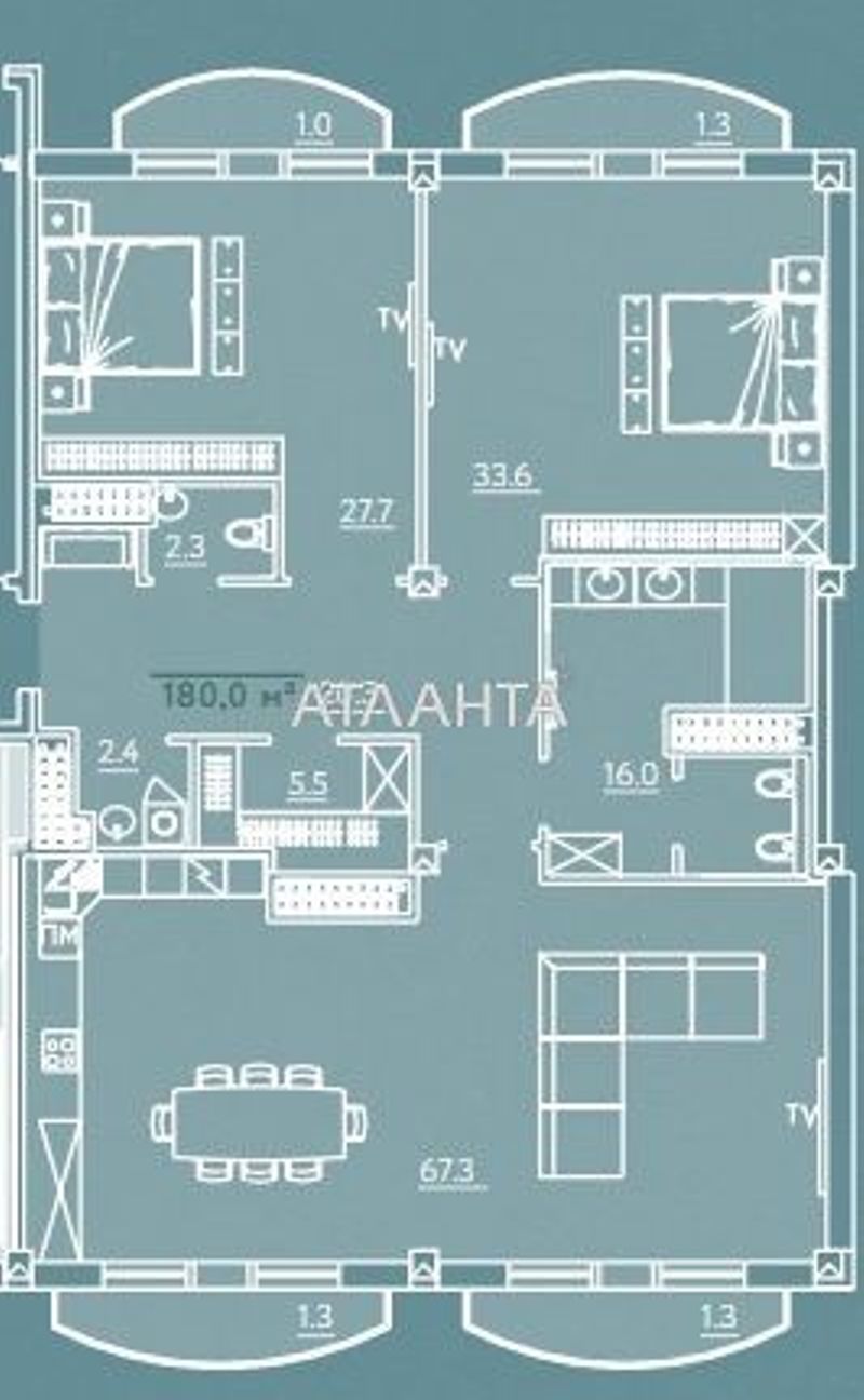 2-комнатная квартира по адресу Французский бул. (площадь 184,3 м²) - Atlanta.ua - фото 4