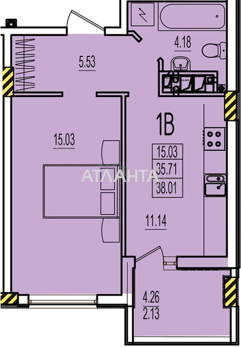 1-кімнатна квартира за адресою вул. Будівельна (площа 40 м²) - Atlanta.ua - фото 5