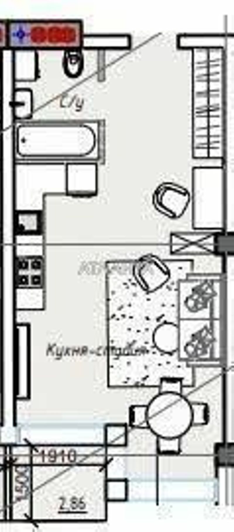 1-room apartment apartment by the address st. Primorskaya Suvorova (area 26 m²) - Atlanta.ua