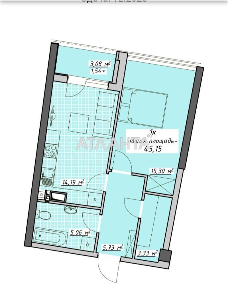 1-room apartment apartment by the address st. Kurortnyy per (area 45,2 m²) - Atlanta.ua - photo 2