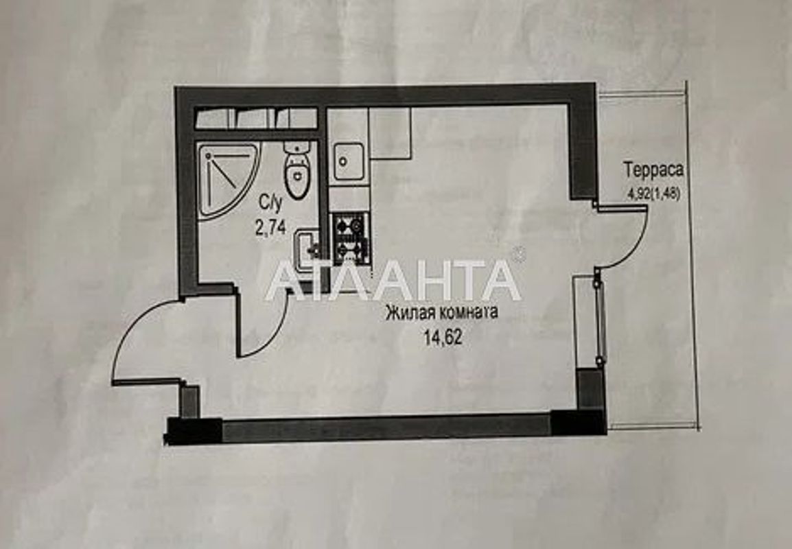 1-комнатная квартира по адресу 7 км овидиопольской дор. (площадь 19 м²) - Atlanta.ua - фото 2