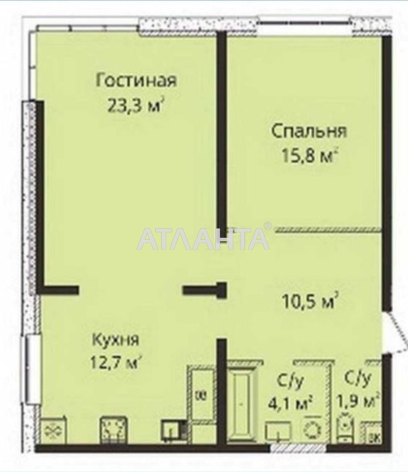 2-комнатная квартира по адресу ул. Гагаринское плато (площадь 68 м²) - Atlanta.ua - фото 4