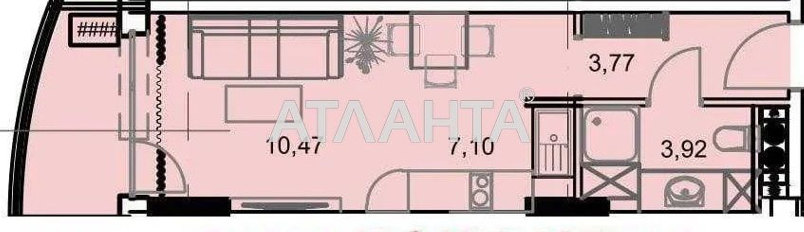 1-комнатная квартира по адресу ул. Гагаринское плато (площадь 26 м²) - Atlanta.ua - фото 2