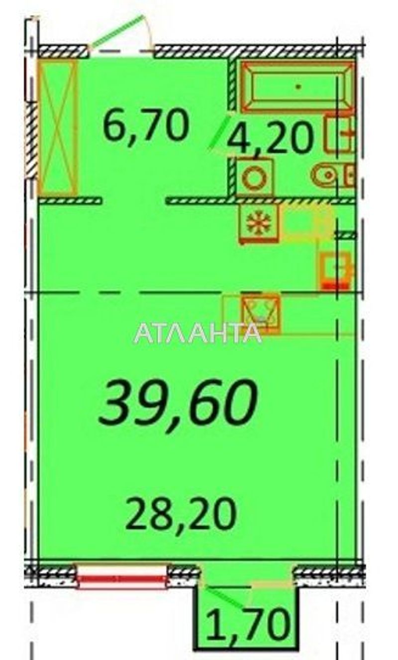 1-room apartment apartment by the address st. Pionerskaya Varlamova Akademicheskaya (area 40 m²) - Atlanta.ua - photo 2