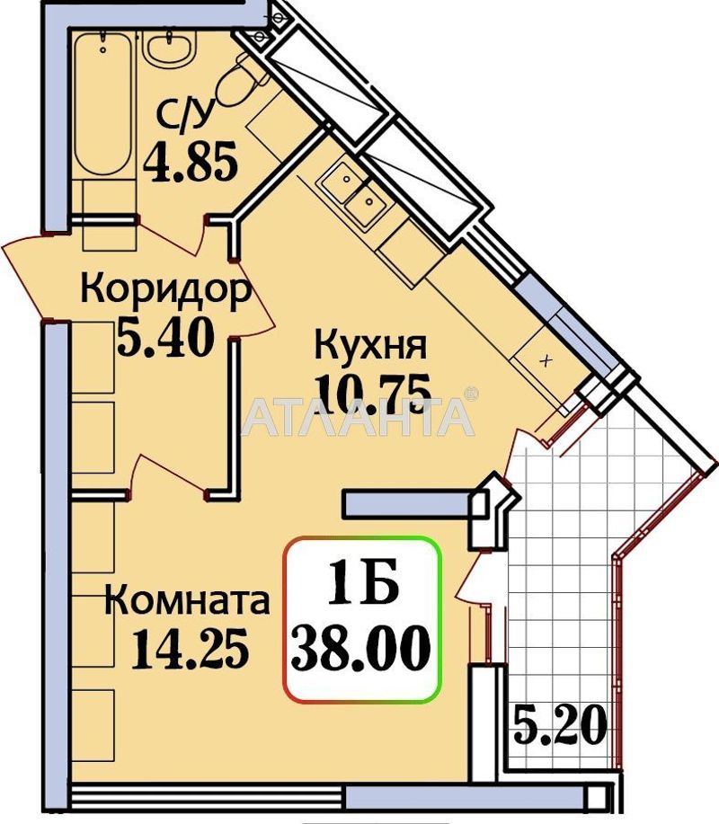 1-комнатная квартира по адресу ул. Героев Крут (площадь 38 м²) - Atlanta.ua - фото 8