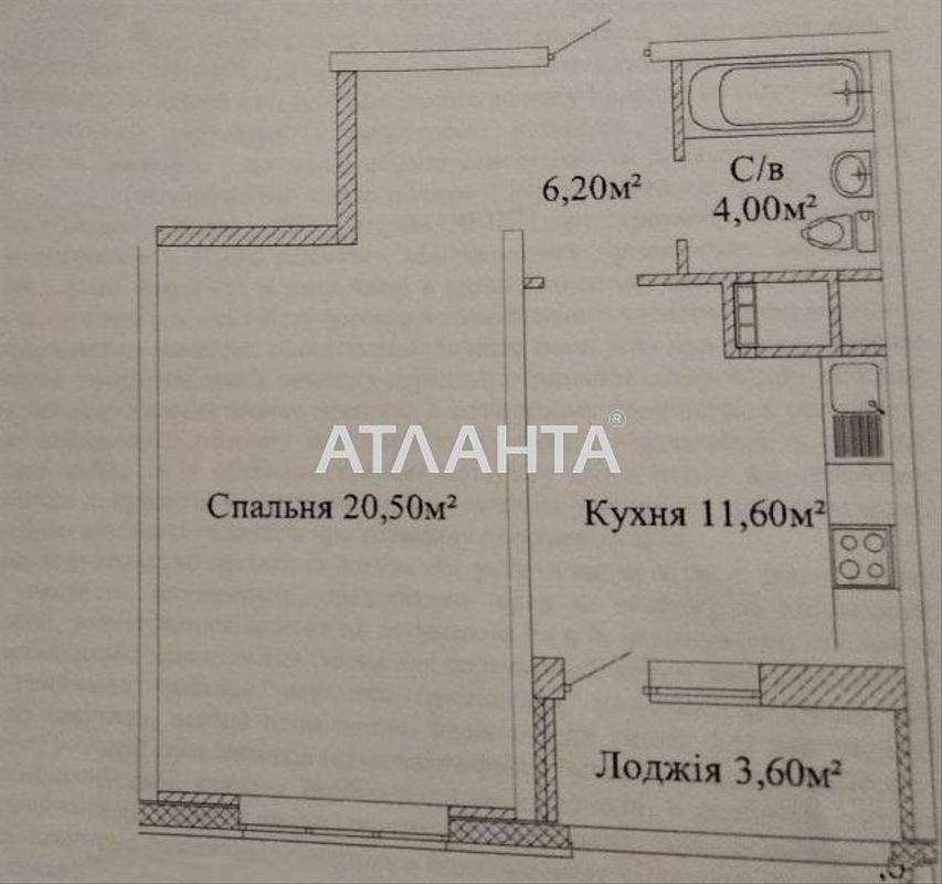 1-кімнатна квартира за адресою вул. Варненська (площа 46 м²) - Atlanta.ua - фото 2