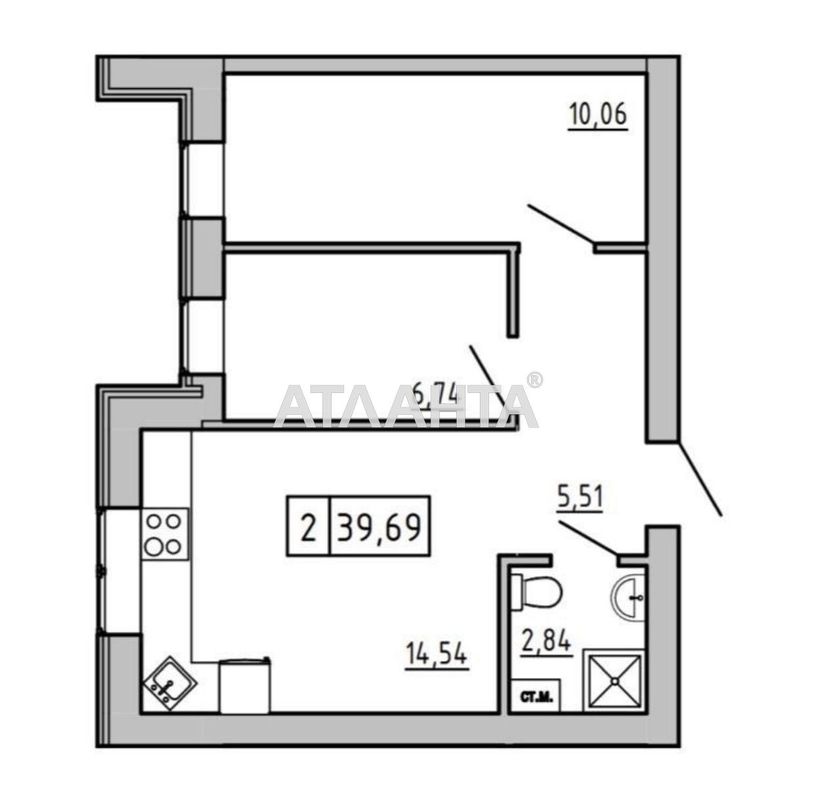 2-комнатная квартира по адресу ул. Спрейса (площадь 40 м²) - Atlanta.ua - фото 3