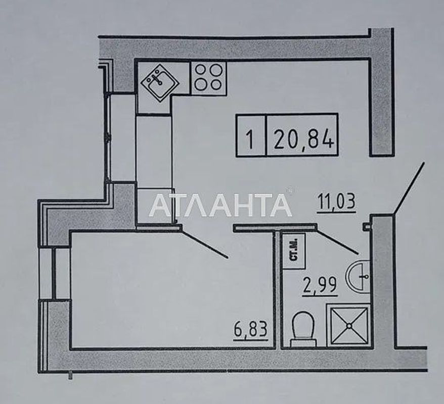 1-room apartment apartment by the address st. Spreysa (area 21 m²) - Atlanta.ua - photo 3