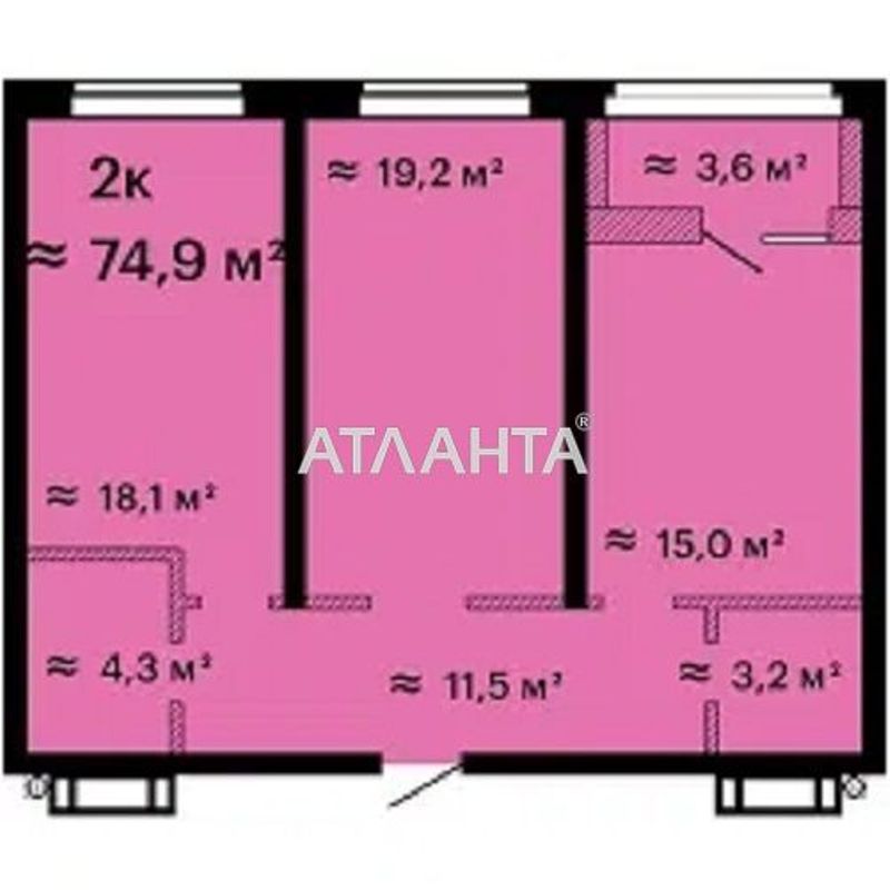 2-кімнатна квартира за адресою Гагаріна пр. (площа 75 м²) - Atlanta.ua - фото 2
