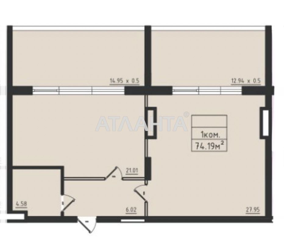 2-комнатная квартира по адресу ул. Дача Ковалевского (площадь 74,5 м²) - Atlanta.ua - фото 3
