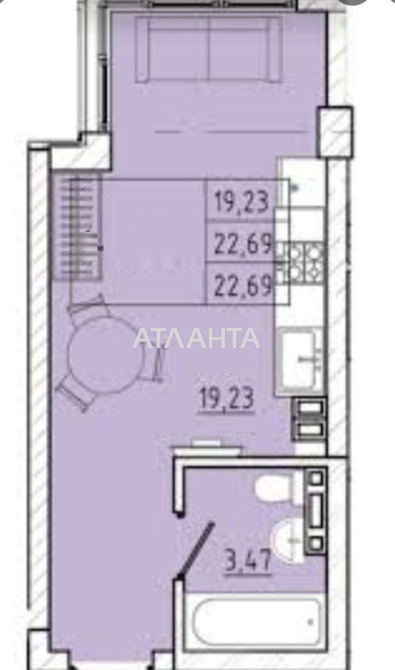 1-room apartment apartment by the address st. Marselskaya (area 22,7 m²) - Atlanta.ua - photo 2