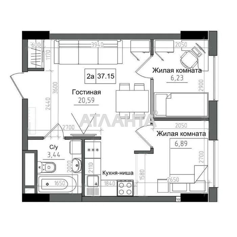 2-комнатная квартира по адресу 7 км овидиопольской дор. (площадь 38 м²) - Atlanta.ua - фото 2