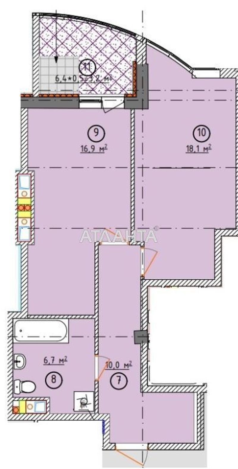 1-room apartment apartment by the address st. Fontanskaya dor Perekopskoy Divizii (area 61,9 m²) - Atlanta.ua - photo 5