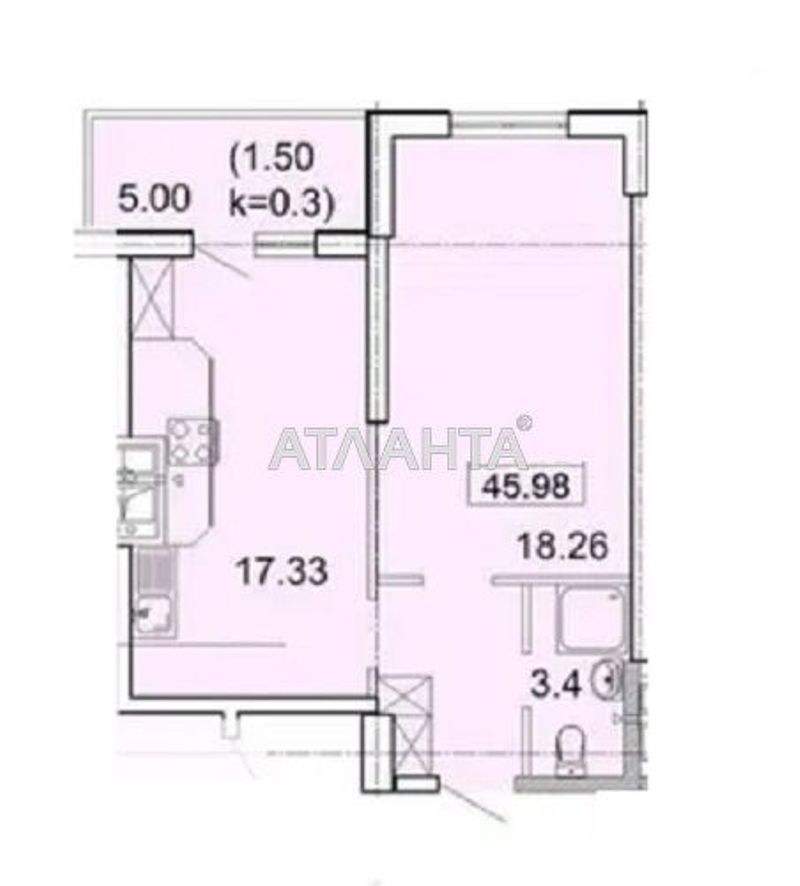 1-кімнатна квартира за адресою Тополиний пров. (площа 43 м²) - Atlanta.ua - фото 2