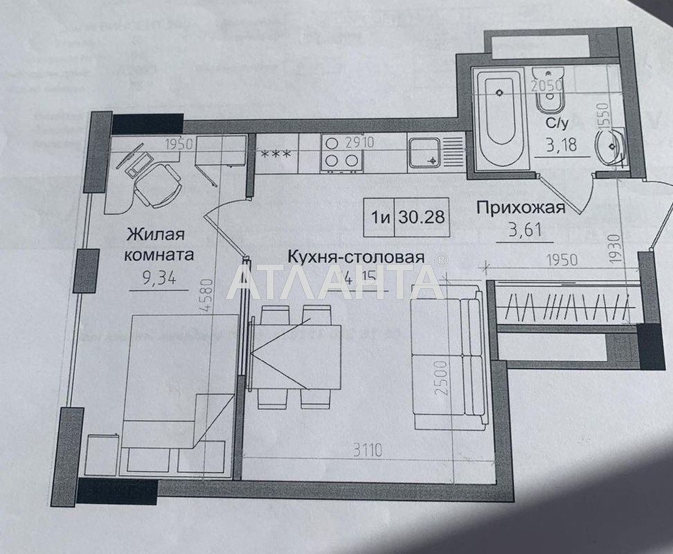 1-комнатная квартира по адресу ул. Радостная (площадь 27 м²) - Atlanta.ua - фото 3