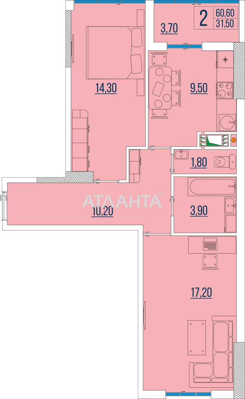 2-rooms apartment apartment by the address st. Bugaevskaya Instrumentalnaya (area 61,2 m²) - Atlanta.ua - photo 7