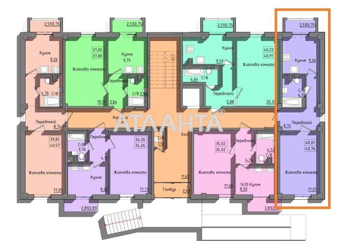 1-room apartment apartment by the address st. Kosmonavtov (area 42,4 m²) - Atlanta.ua - photo 7