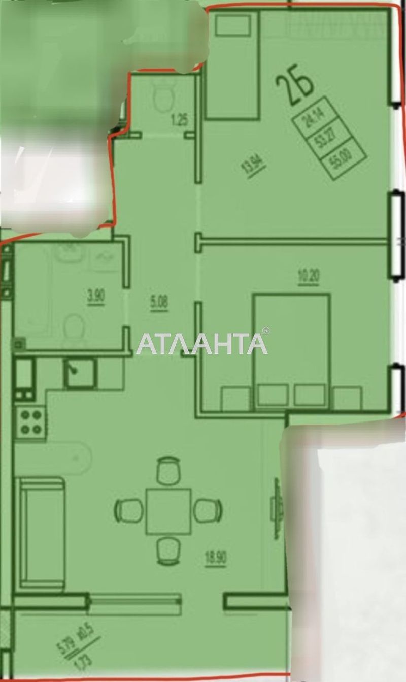 2-кімнатна квартира за адресою Фонтанська дор. (площа 56 м²) - Atlanta.ua - фото 4