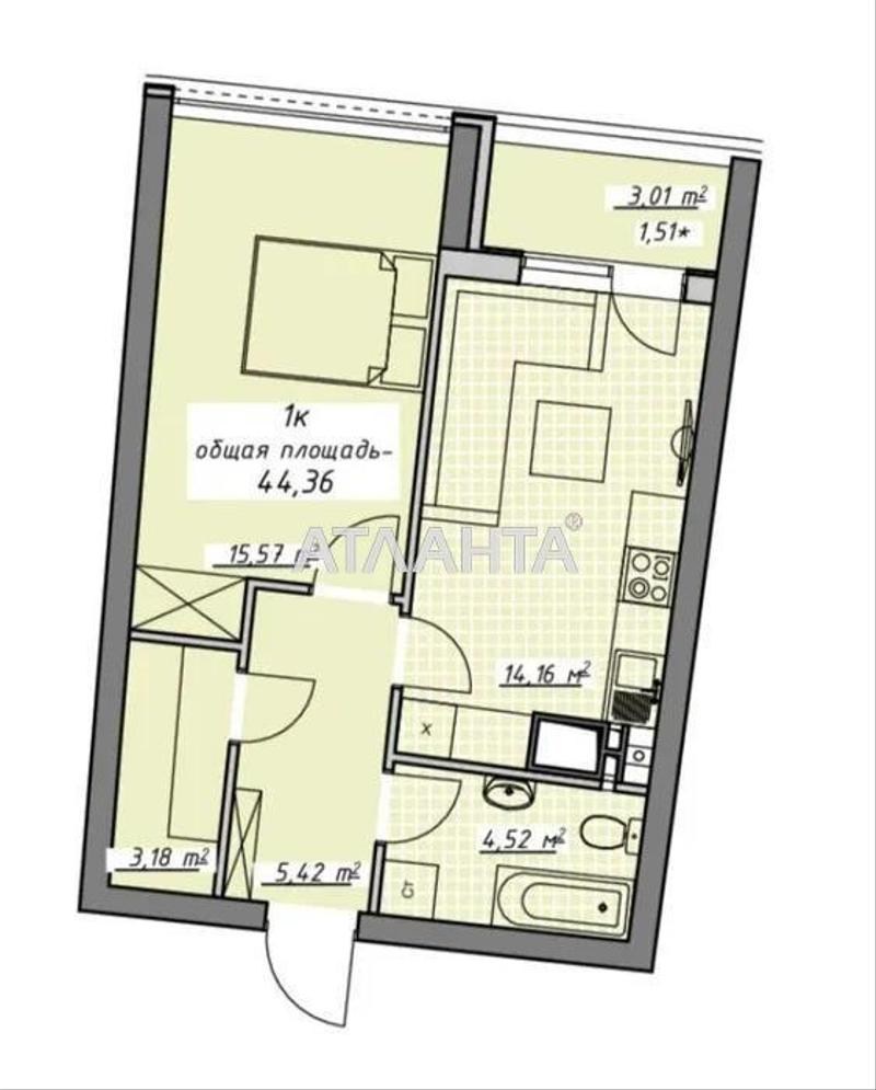 1-room apartment apartment by the address st. Kurortnyy per (area 44,4 m²) - Atlanta.ua - photo 2