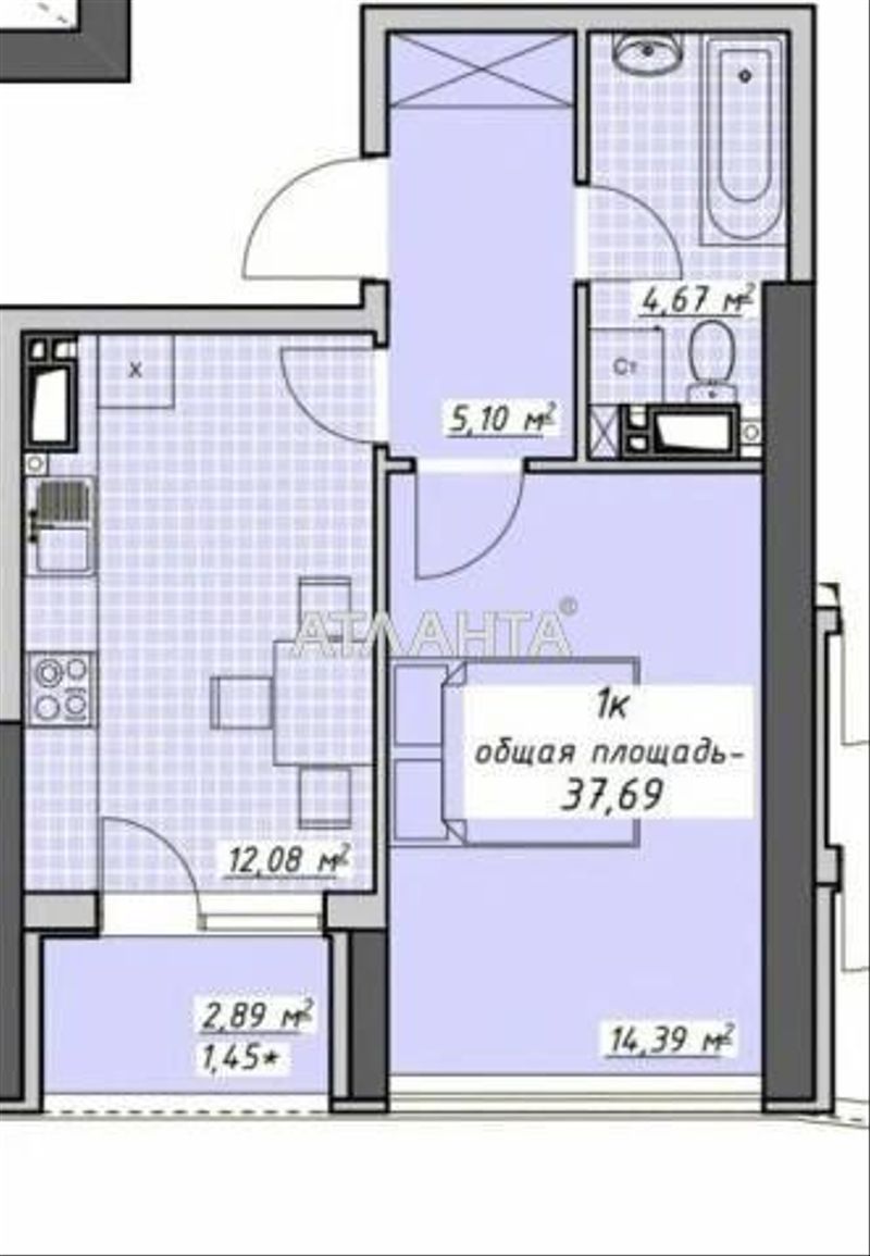 1-room apartment apartment by the address st. Kurortnyy per (area 37,8 m²) - Atlanta.ua - photo 5