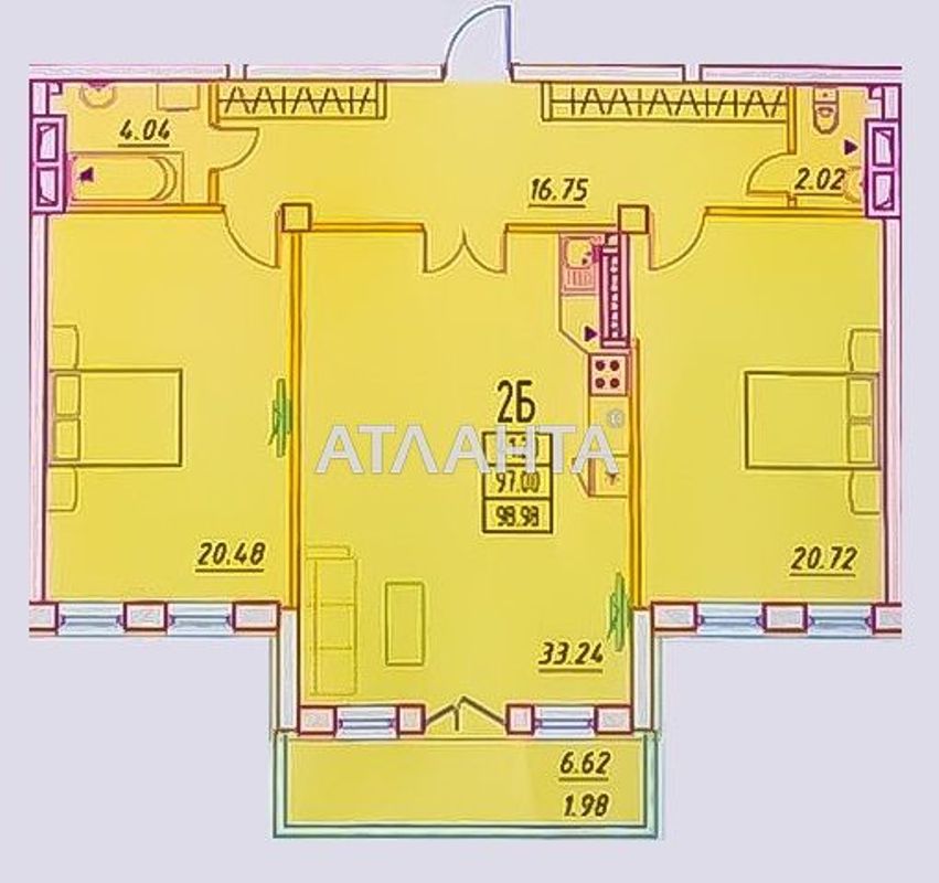 2-rooms apartment apartment by the address st. Mikhaila Zhvanetskogo bul (area 99 m²) - Atlanta.ua - photo 2