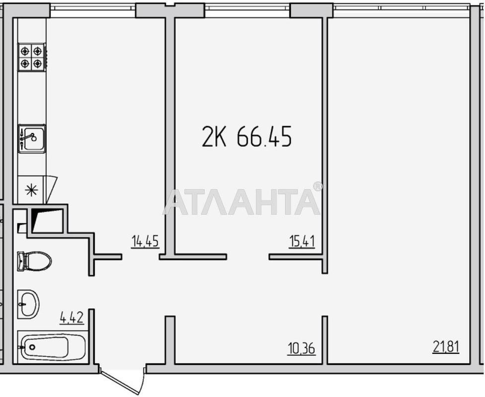 2-комнатная квартира по адресу ул. Жемчужная (площадь 65,6 м²) - Atlanta.ua - фото 4