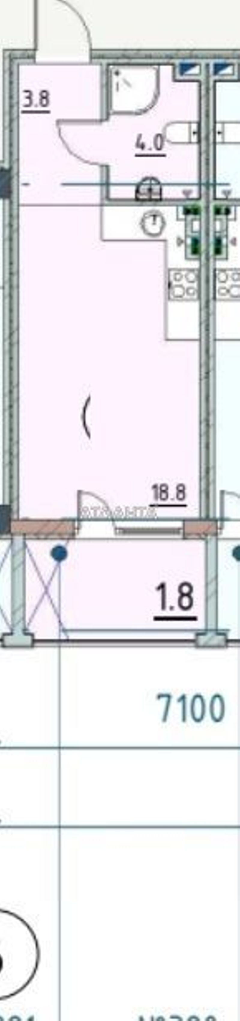 1-кімнатна квартира за адресою вул. Каманіна (площа 28,4 м²) - Atlanta.ua - фото 2