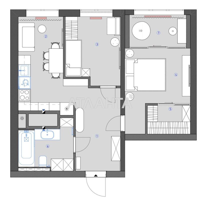 2-rooms apartment apartment by the address st. Zhabotinskogo Proletarskaya (area 52,5 m²) - Atlanta.ua - photo 2