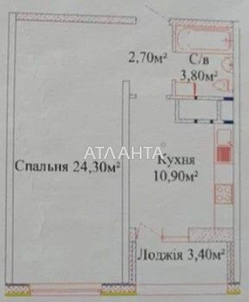 1-кімнатна квартира за адресою вул. Жаботинського (площа 43,4 м²) - Atlanta.ua - фото 8