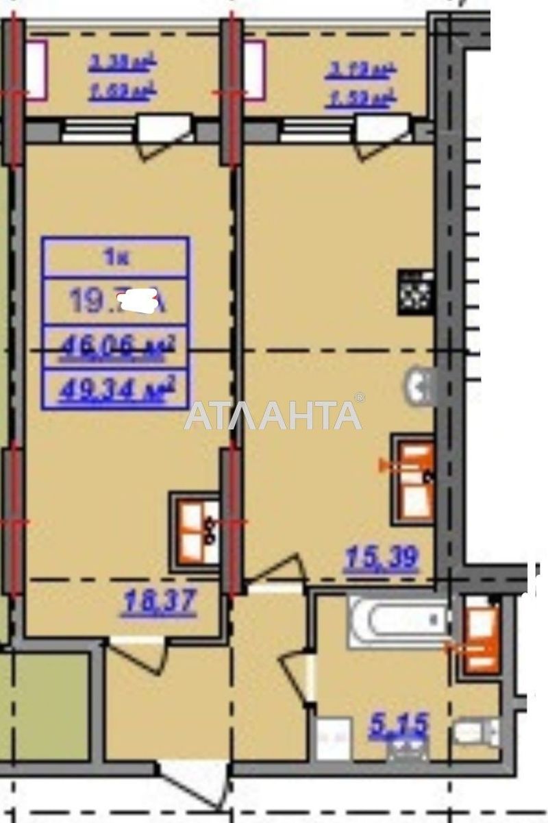 1-комнатная квартира по адресу ул. Дача Ковалевского (площадь 51 м²) - Atlanta.ua
