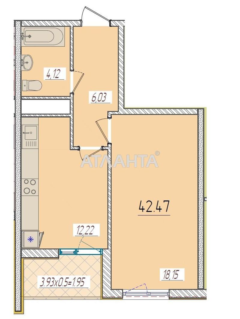 1-комнатная квартира по адресу ул. Краснова (площадь 42,7 м²) - Atlanta.ua - фото 4