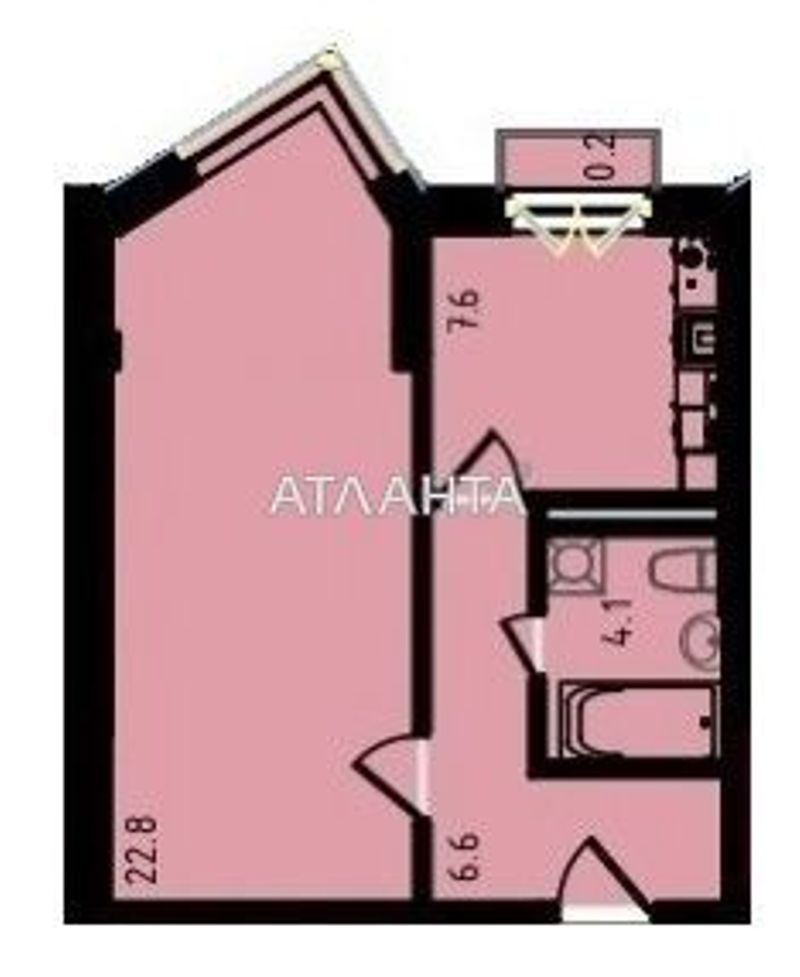 1-room apartment apartment by the address st. Nebesnoy Sotni pr Zhukova marsh pr Leninskoy iskry pr (area 41 m²) - Atlanta.ua