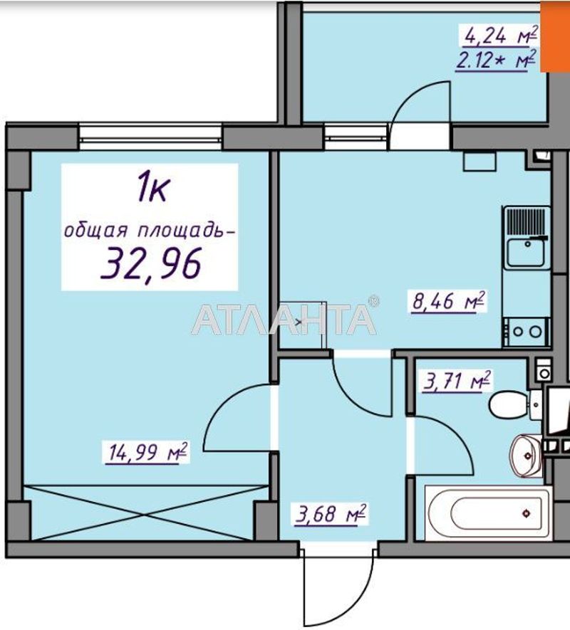 1-room apartment apartment by the address st. Massiv 10 (area 33 m²) - Atlanta.ua - photo 5
