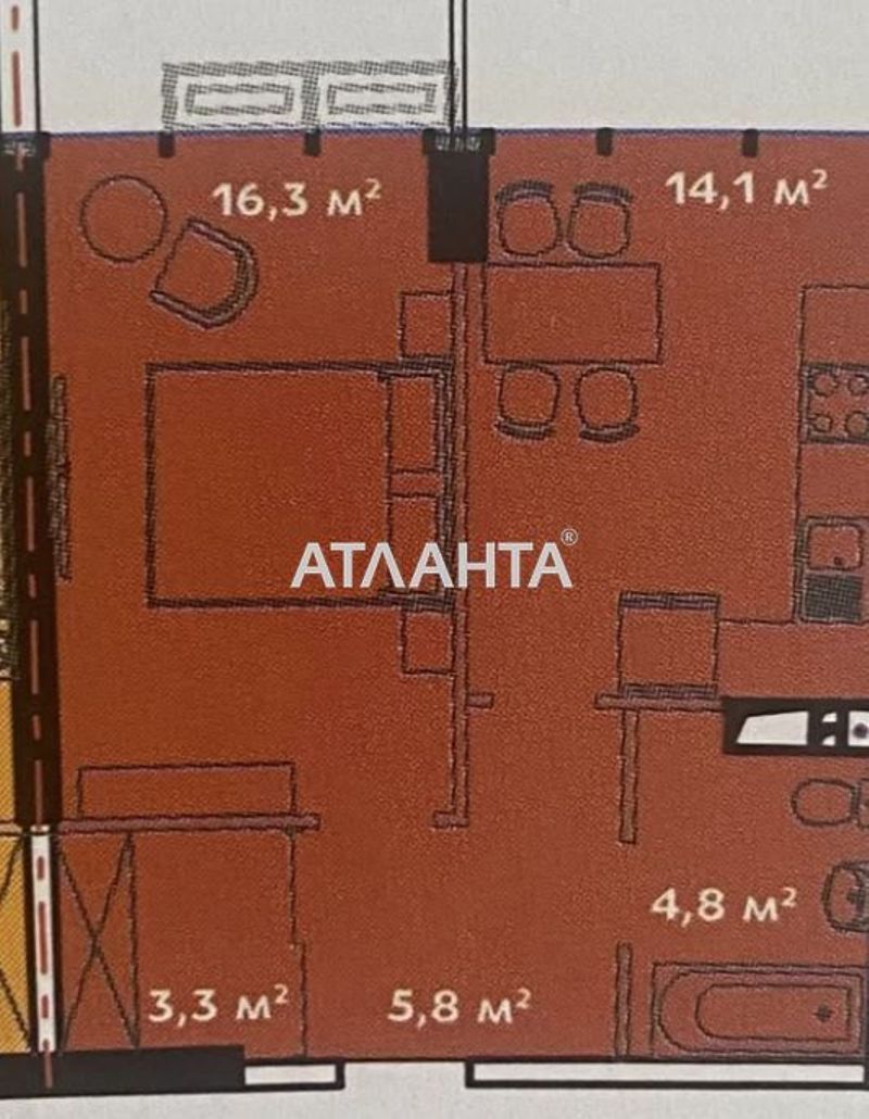 1-кімнатна квартира за адресою вул. Дружби народів (площа 43 м²) - Atlanta.ua - фото 3