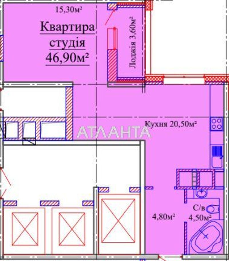 1-комнатная квартира по адресу ул. Варненская (площадь 50 м²) - Atlanta.ua - фото 6