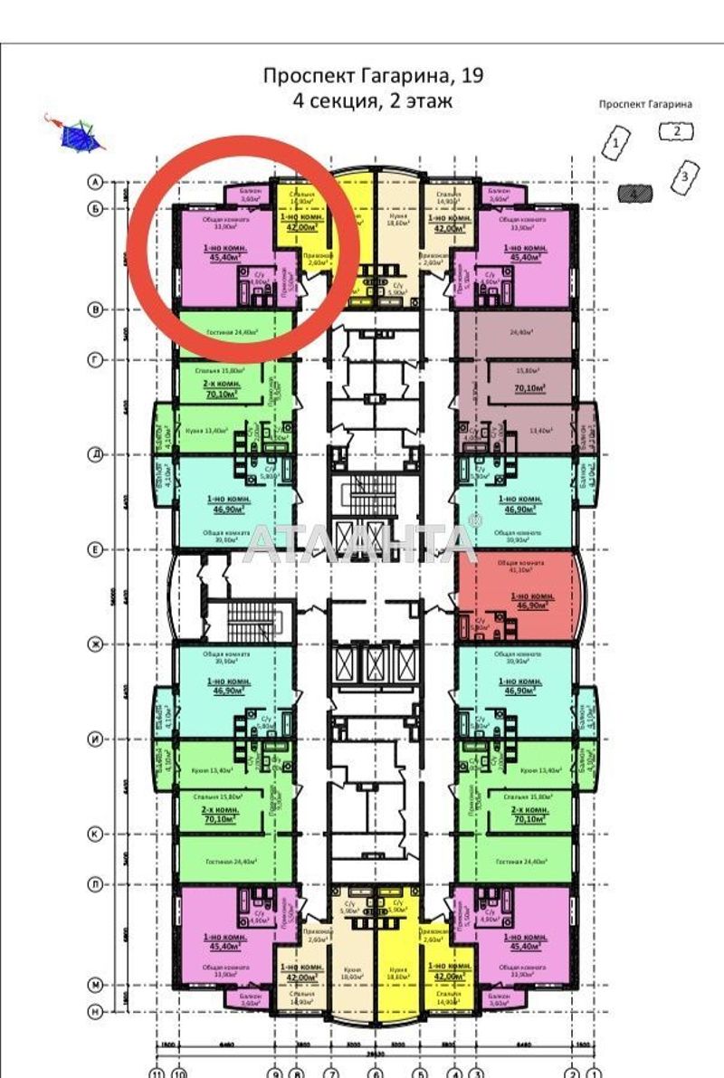 1-кімнатна квартира за адресою Гагаріна пр. (площа 45,4 м²) - Atlanta.ua - фото 3