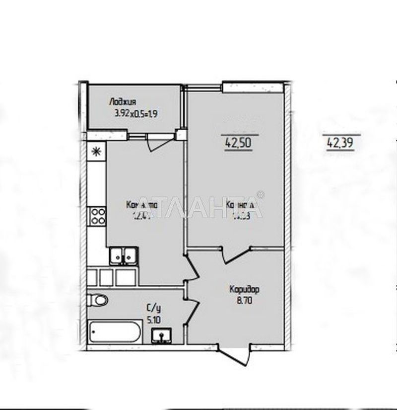 1-комнатная квартира по адресу ул. Краснова (площадь 42,3 м²) - Atlanta.ua - фото 2