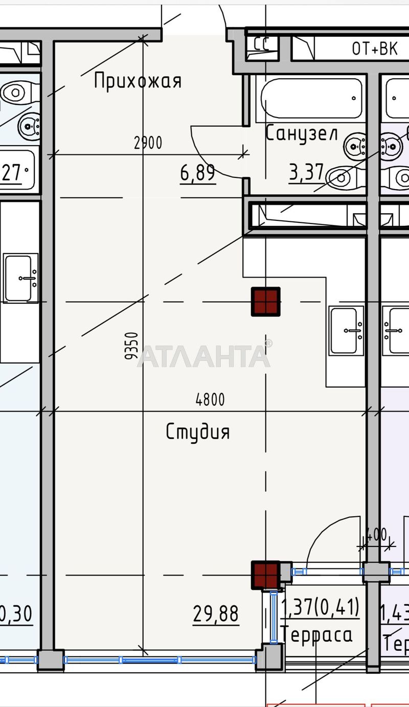 1-комнатная квартира по адресу ул. Софиевская (площадь 41,7 м²) - Atlanta.ua - фото 2