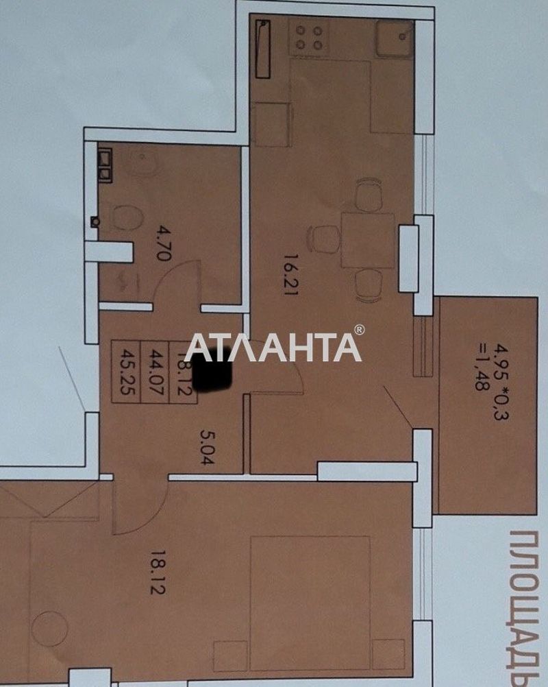 1-комнатная квартира по адресу ул. Сахарова (площадь 45,2 м²) - Atlanta.ua - фото 2