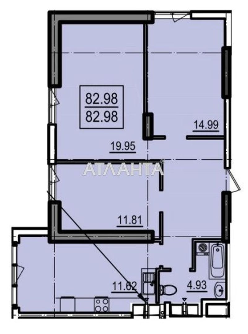 3-кімнатна квартира за адресою вул. Дача Ковалевського (площа 83,0 м²) - Atlanta.ua - фото 2