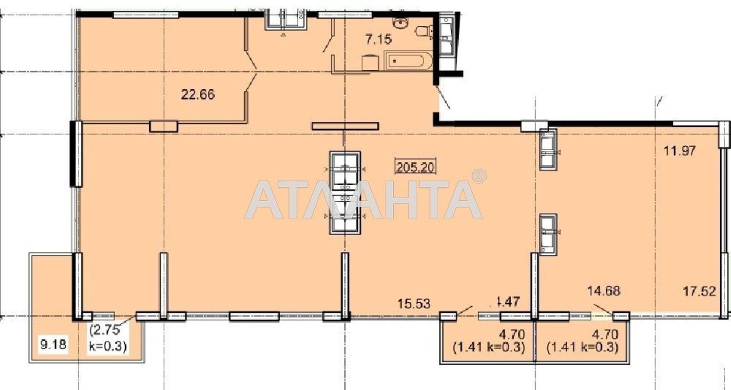 Многокомнатная квартира по адресу Тополинный пер. (площадь 210,8 м²) - Atlanta.ua - фото 2