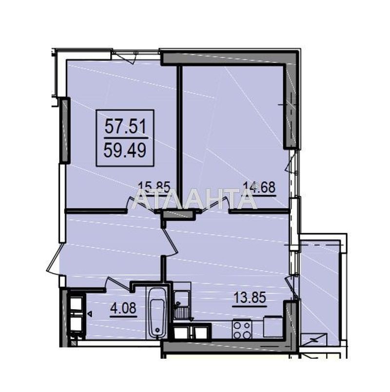 2-rooms apartment apartment by the address st. Dacha Kovalevskogo Amundsena (area 59,7 m²) - Atlanta.ua - photo 2
